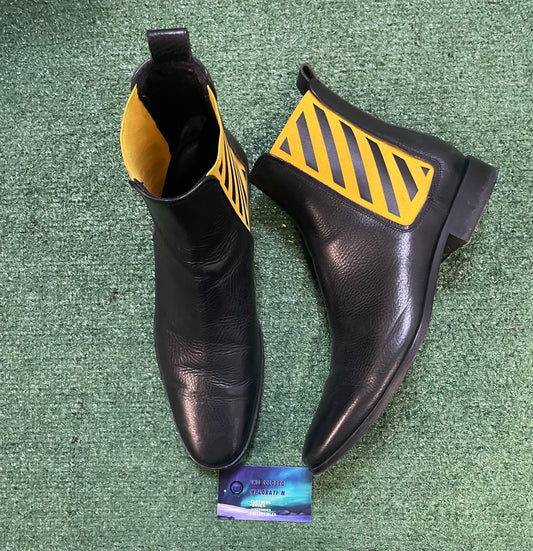 Off White leather diagonal Chelsea boots size 9men/10.5women(EU 42)