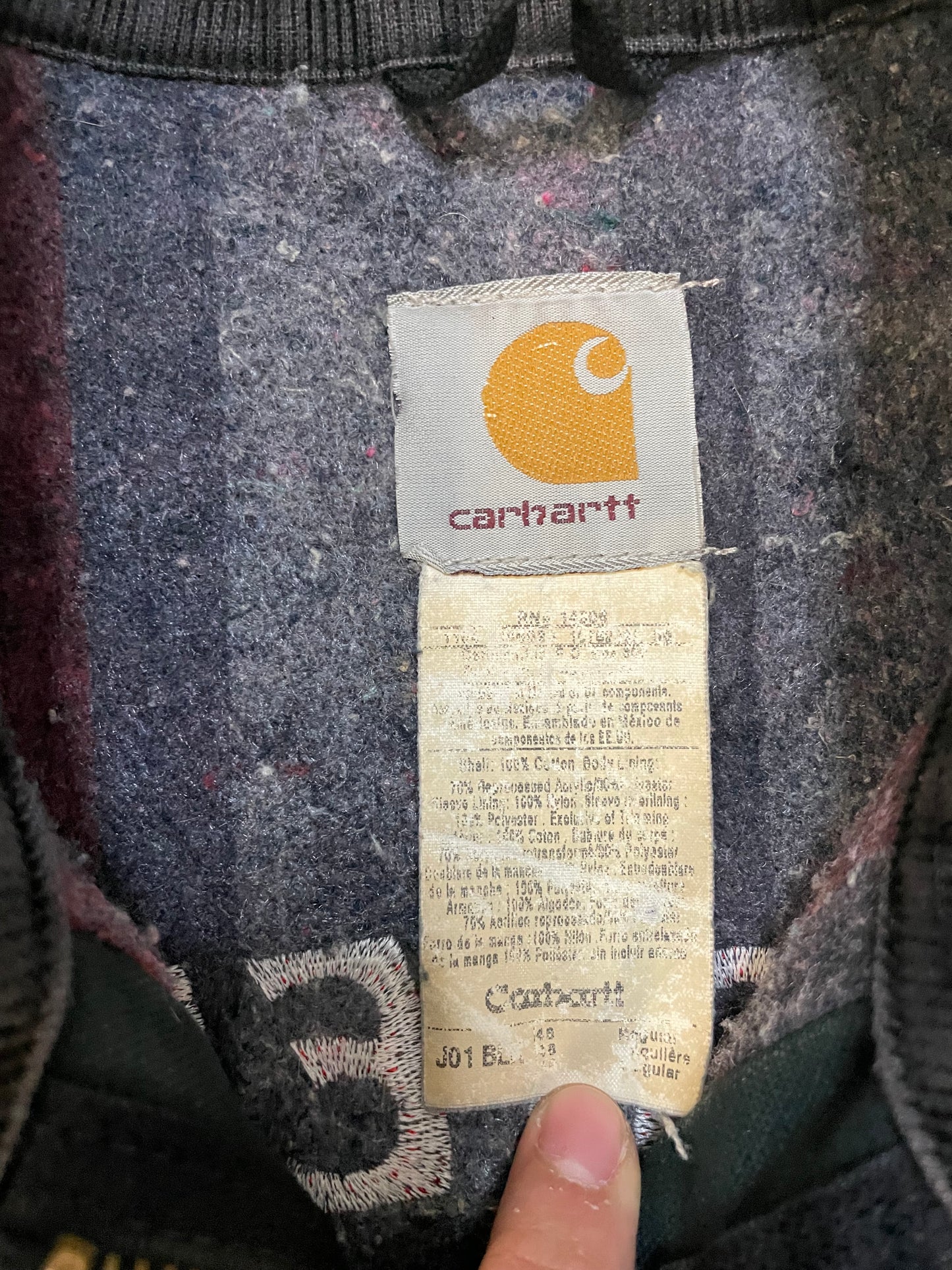 Vintage Carhartt black Detroit embroidered jacket