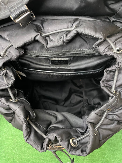 Prada Re-Nylon Padded Backpack With Hood In Black