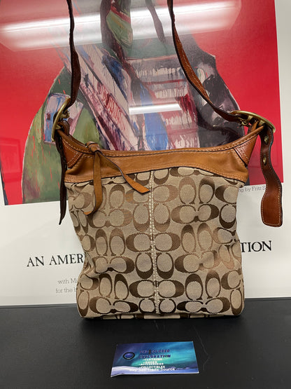 Coach brown and tan Bleecker Signature jacquard shoulder bag