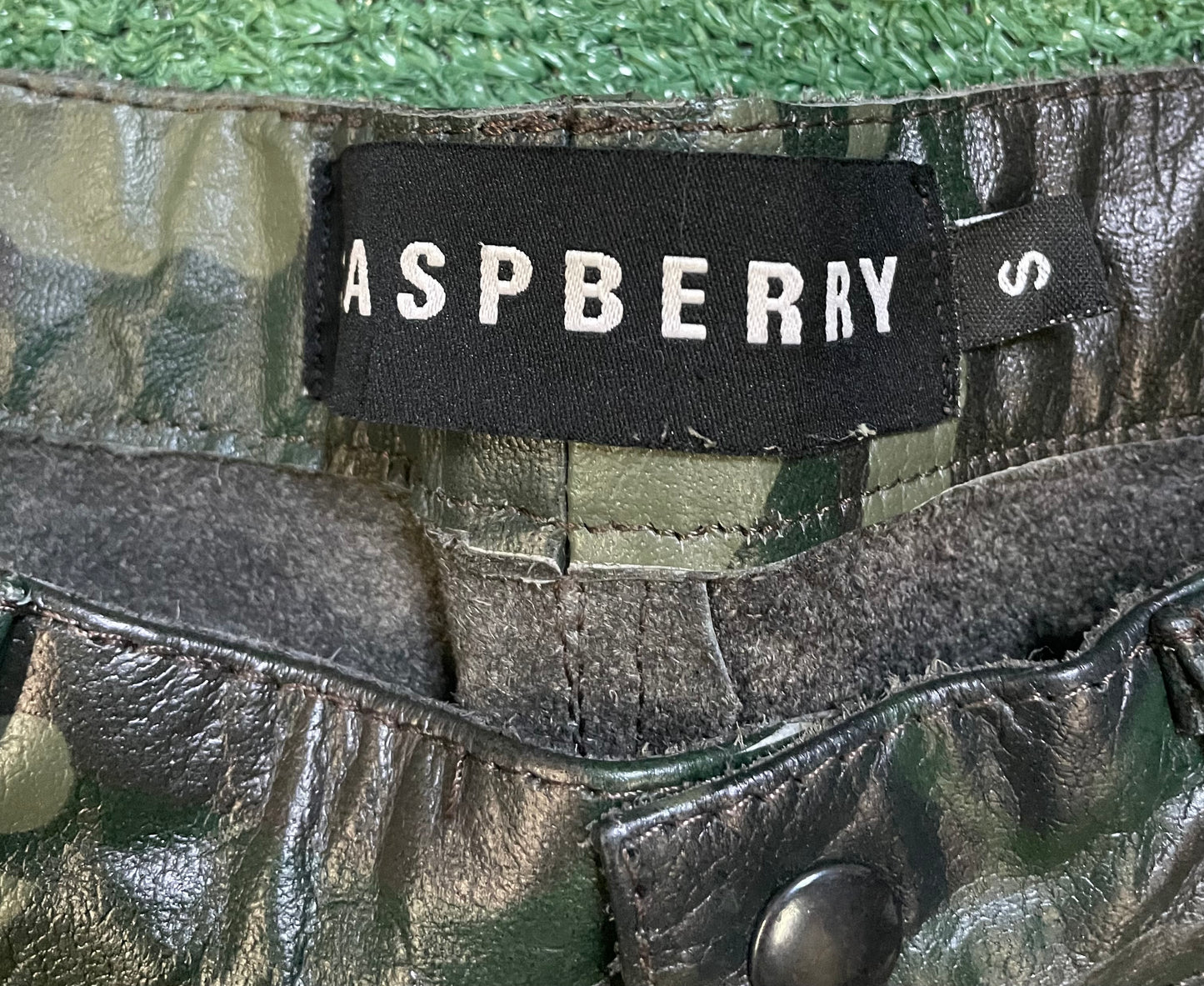 GV Gallery raspberry hills camo leather shorts