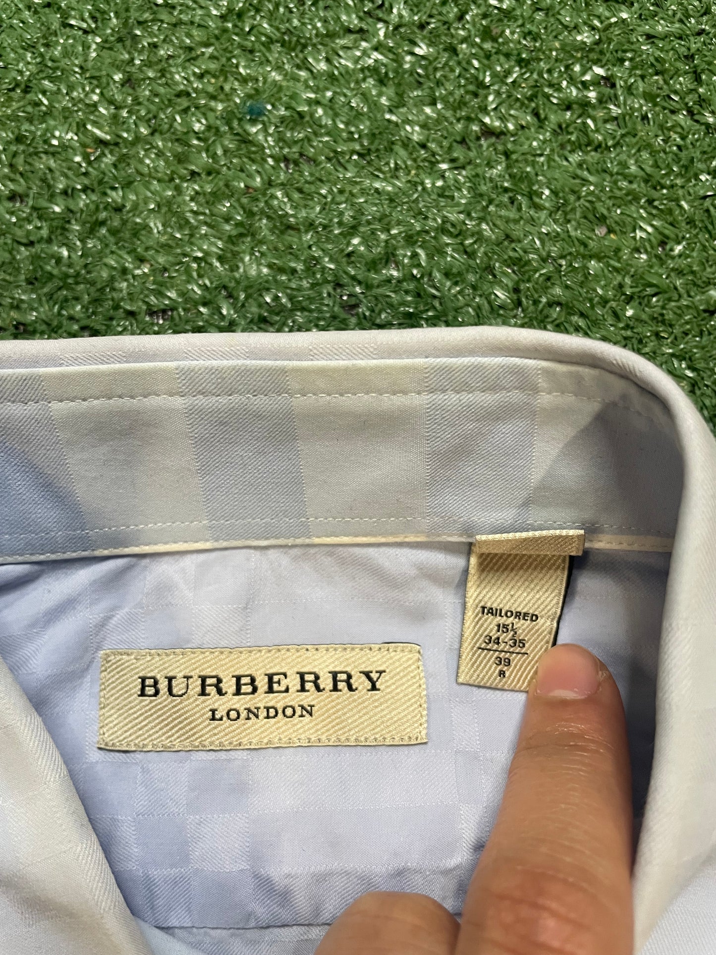 Burberry light blue tonal check pattern shirt