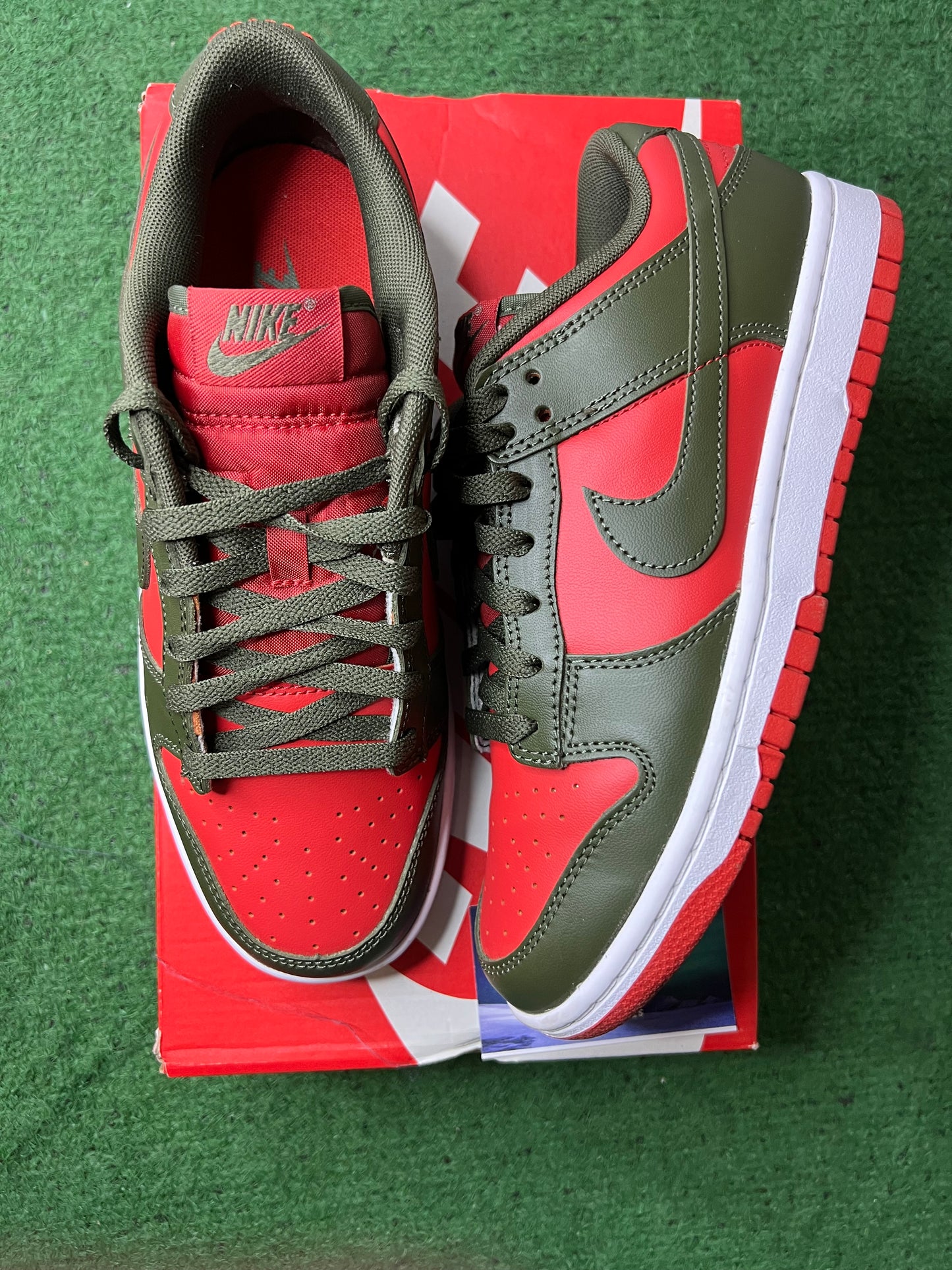 Nike dunk low cargo khaki mystic red size 7youth/8.5women