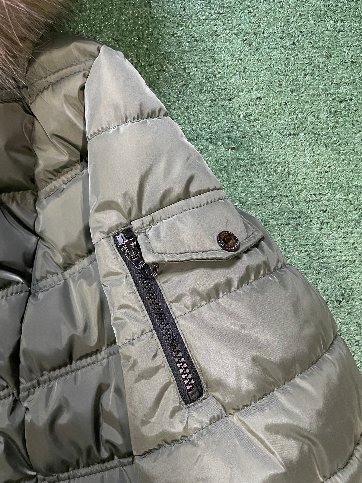 Nautica olive green faux fur jacket