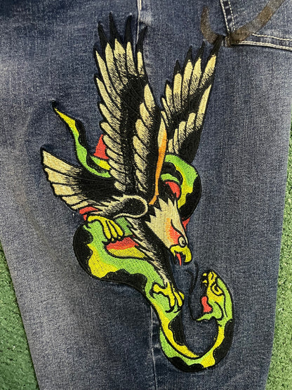 Ed Hardy eagle and snake jeans