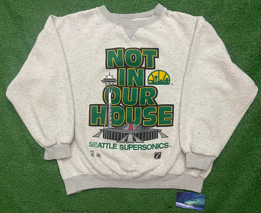 Vintage Seattle SuperSonics Not In Our House Playoff Crewneck