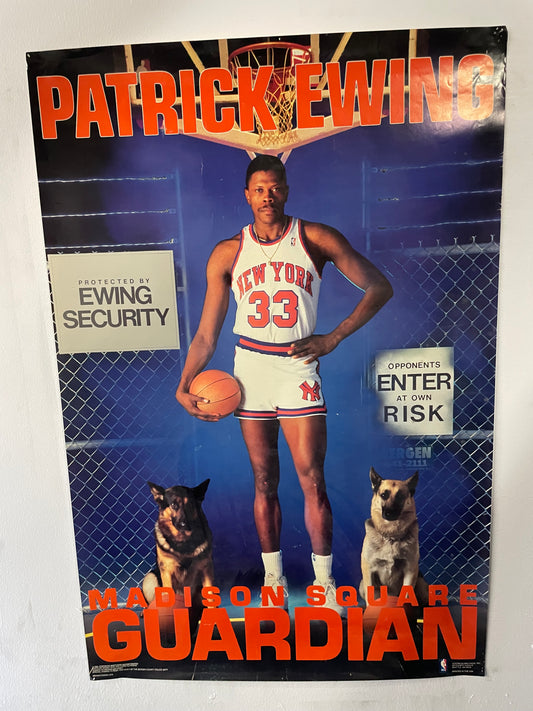 Vintage 1980s Patrick Ewing  New York Knicks Madison square guardian poster