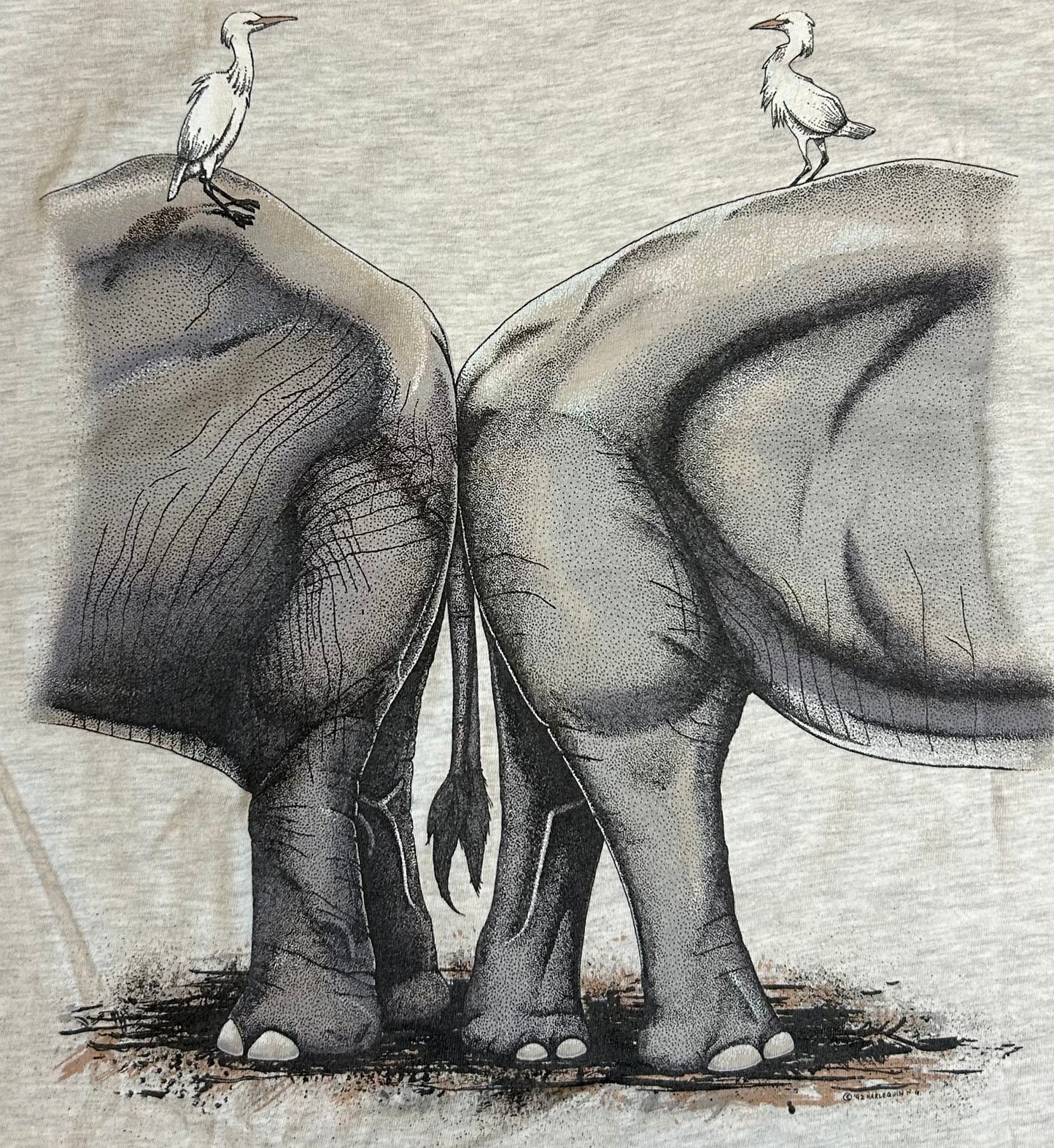 Vintage 1990s Asia and Africa elephant double sided tee