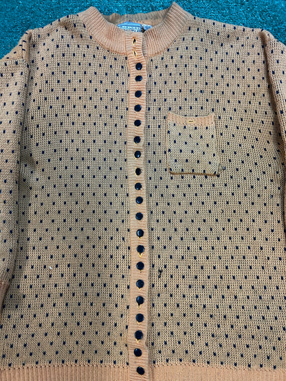 Vintage 1980s mustard polka dot cardigan