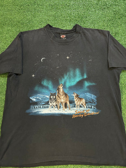 Vintage 1990s spirit of Harley Davidson wolves Seattle tee