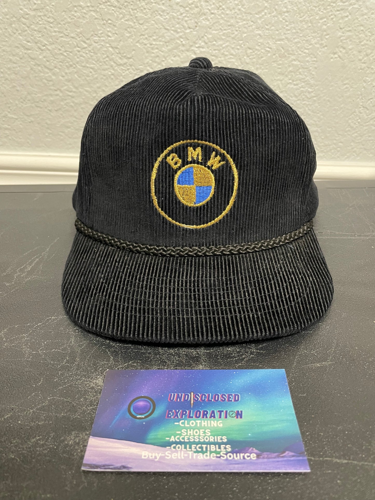 Vintage 1990s BMW black corduroy hat