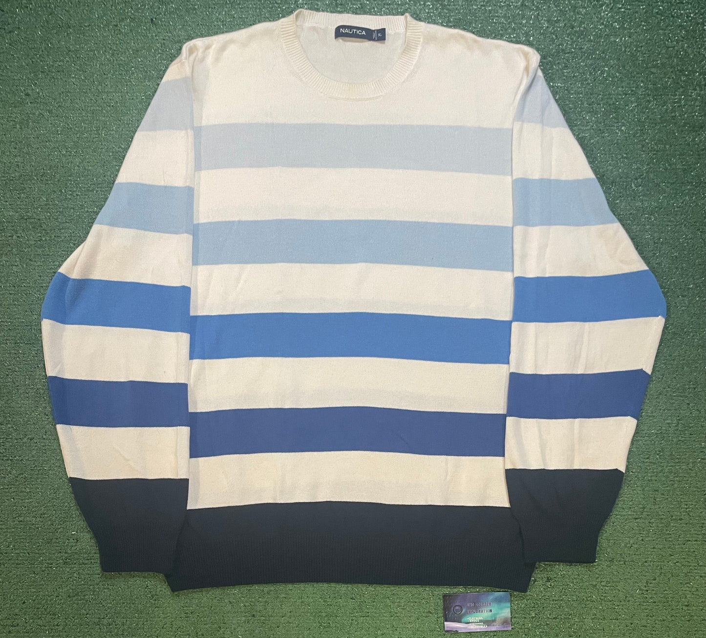 Vintage Nautica striped blue crewneck
