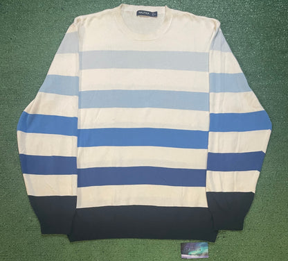 Vintage Nautica striped blue crewneck