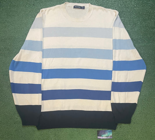 Vintage Nautica striped blue crewneck