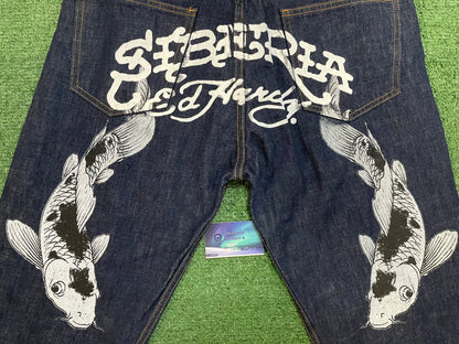 Ed Hardy X Siberia hills koi fish jeans