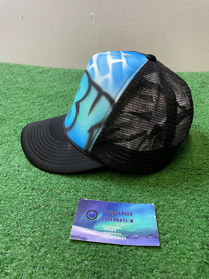 Vintage ABBY airbrush blue and black hat