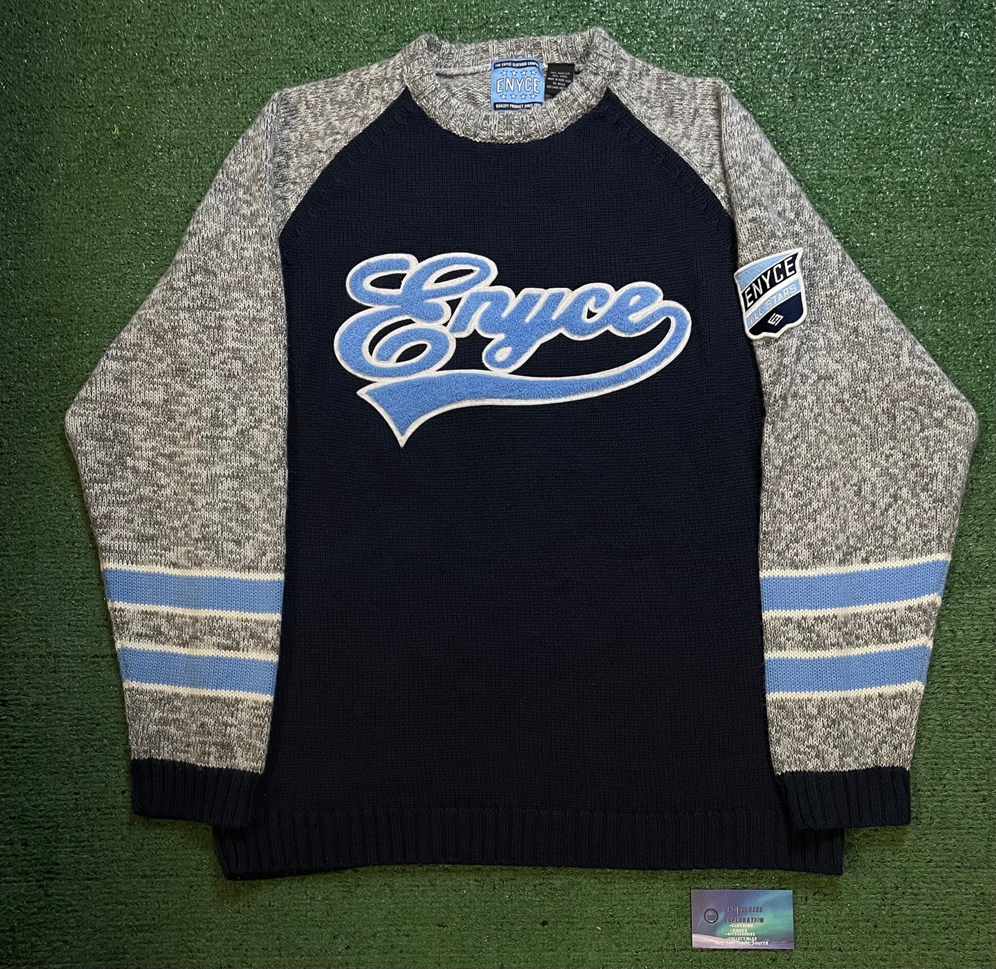 Vintage ENYCE blue and grey knit crewneck