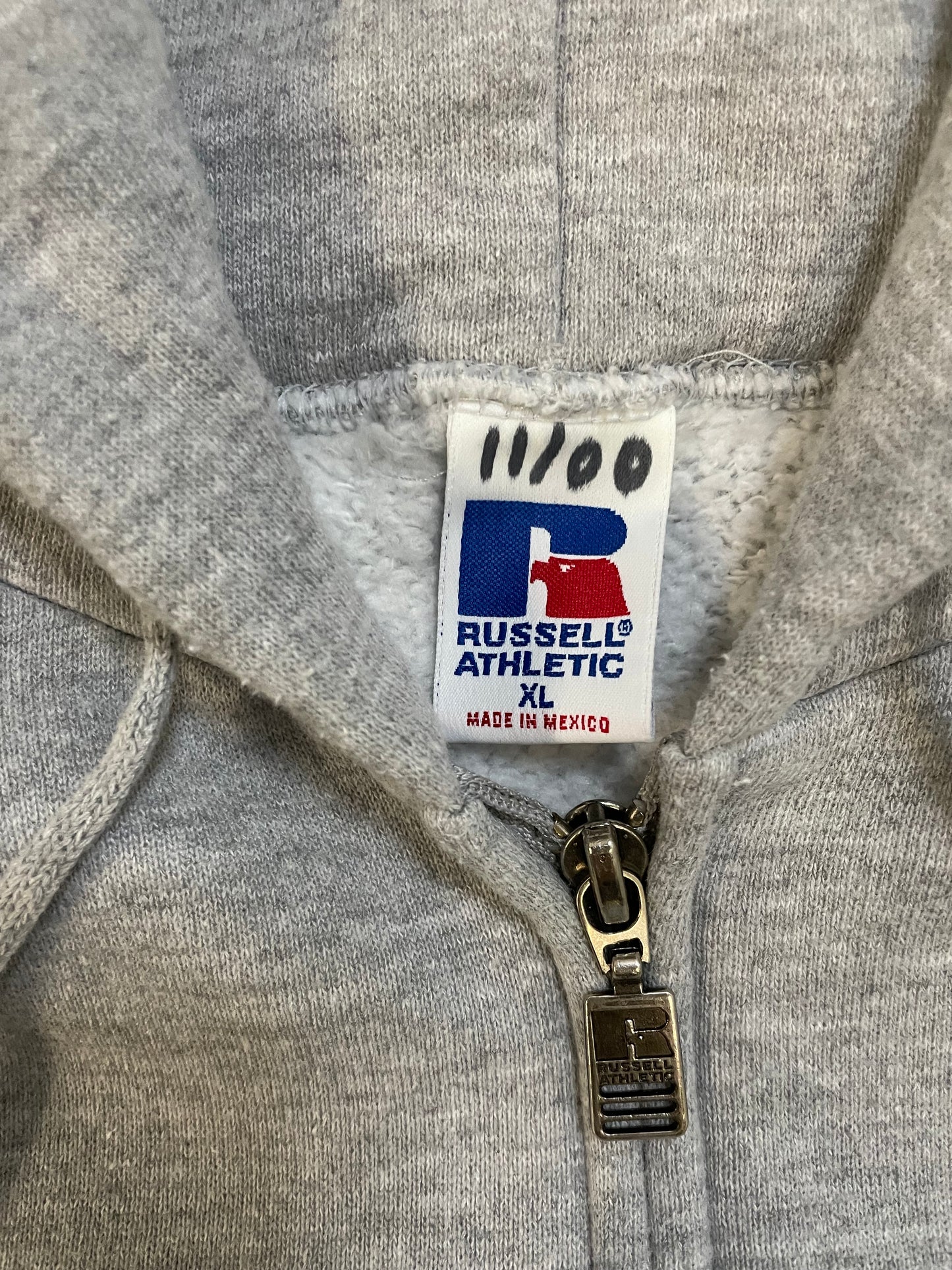 Vintage 1990s Russell grey zip up hoodie