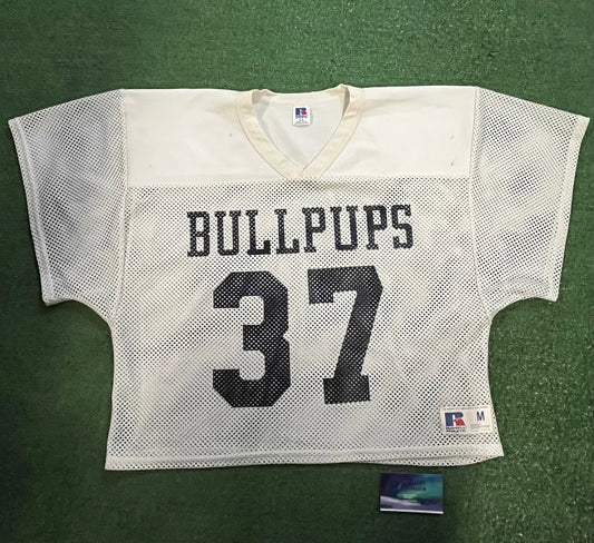 Vintage 1990s Russell Mesh Football cropped bullpups jersey
