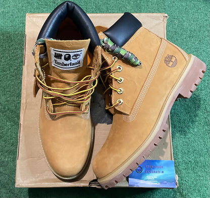 Bape X undefeated timberland 6 inch boot size 8.5men/10women