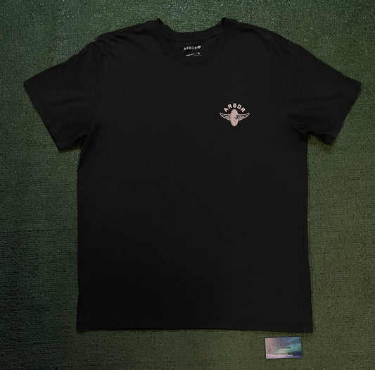 Arbor snowboards black and white tee
