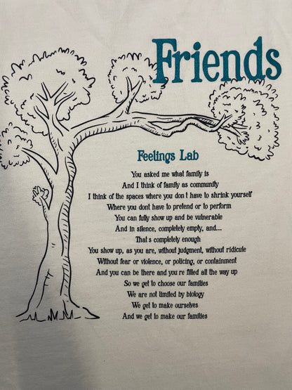 Friends Feelings Lab white & blue tee