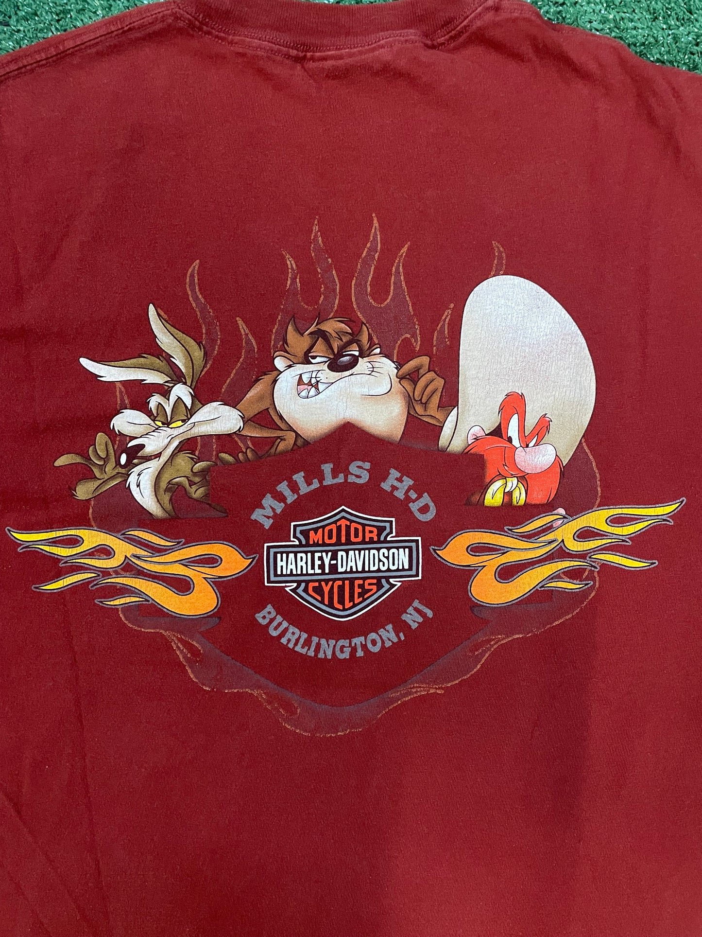 Vintage 1990s Harley Davidson Red Hot Rider looney tunes tee
