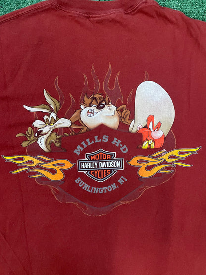 Vintage 1990s Harley Davidson Red Hot Rider looney tunes tee