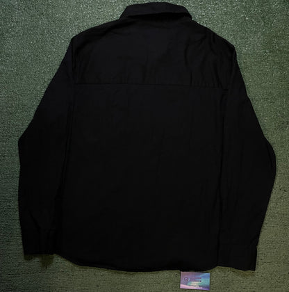 True Religion black and white embroidered button up
