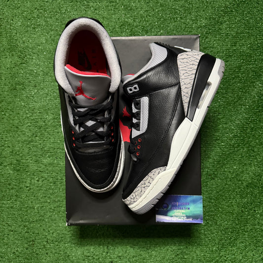 Jordan 3 Black Cement 10.5 Men/12 Women “Preowned”