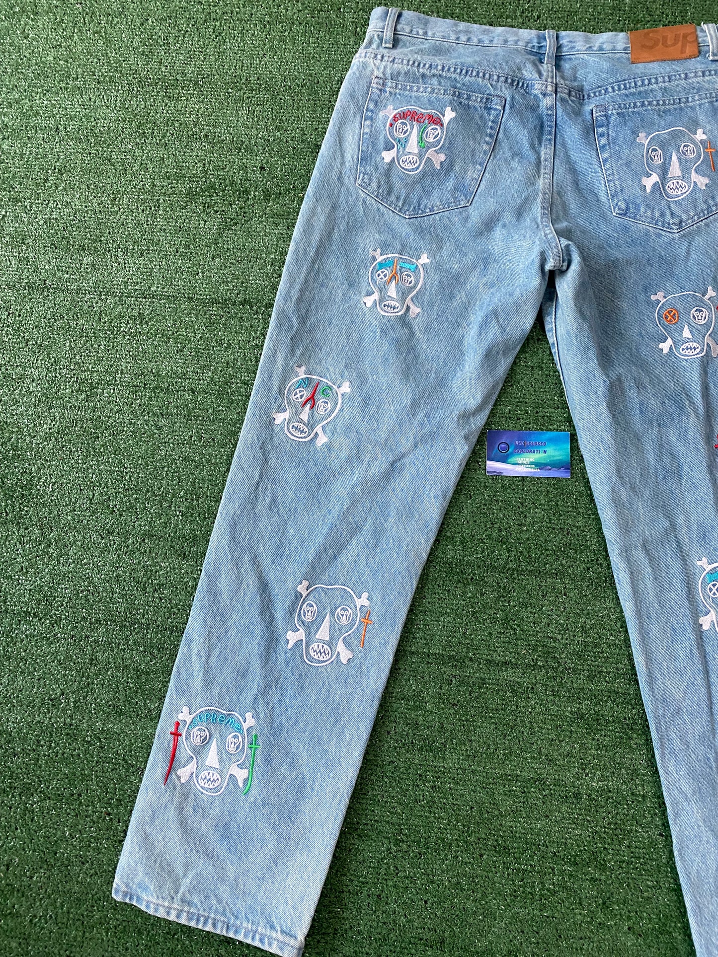 Supreme Clayton Patterson Skulls Embroidered Jean