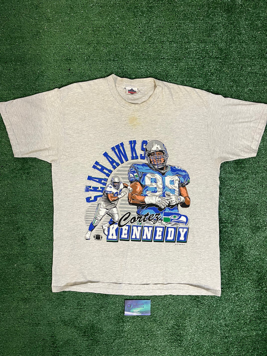 Vintage 1994 Seattle Seahawks Cortez Kennedy brown #99 tee