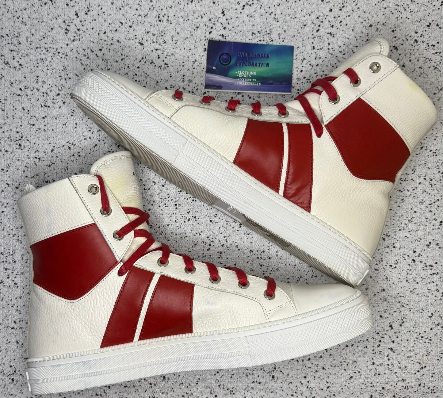 Amiri Sunset Leather Sneaker White Red 12 Men/45 EU “Preowned”