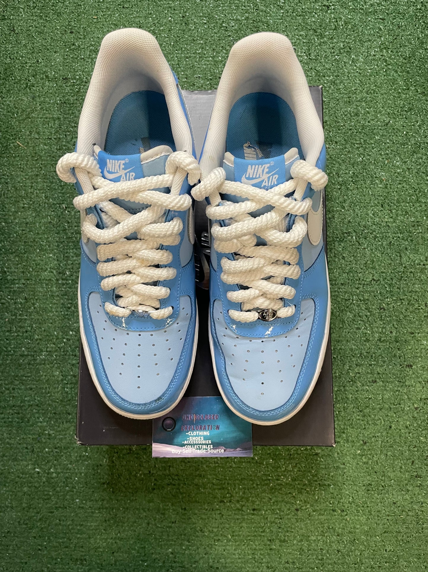 Nike Air Force 1 psychic blue white patent size 9.5men/11women
