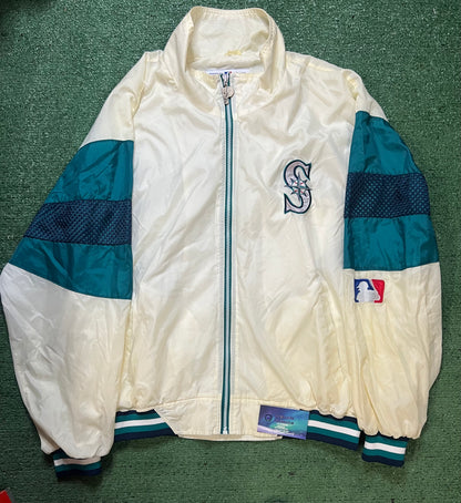 Vintage 1990s Seattle mariners white & blue pro player jacket