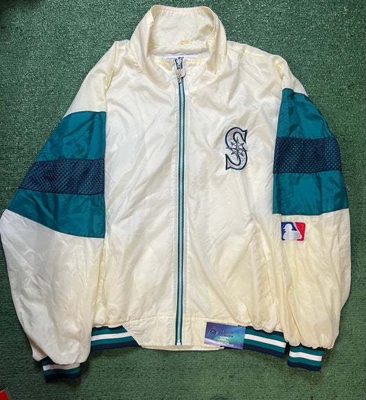 Vintage 1990s Seattle mariners white & blue pro player jacket