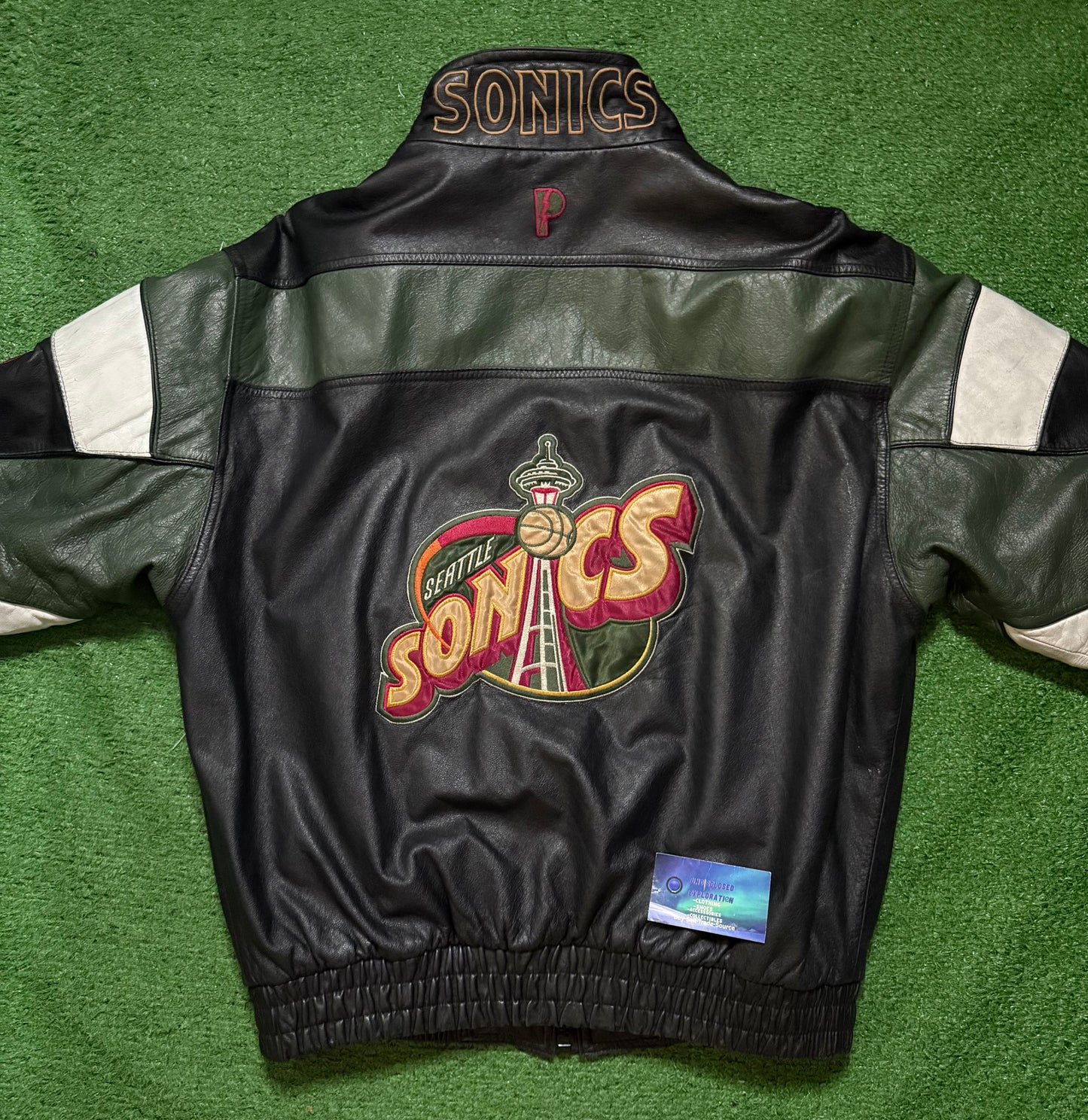 Vintage Seattle SuperSonics Leather Jacket Wilson Pro Player