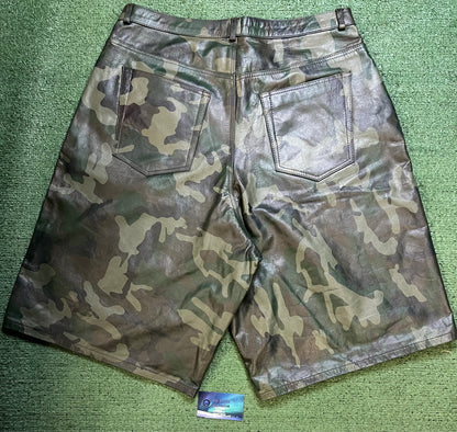 GV Gallery raspberry hills camo leather shorts