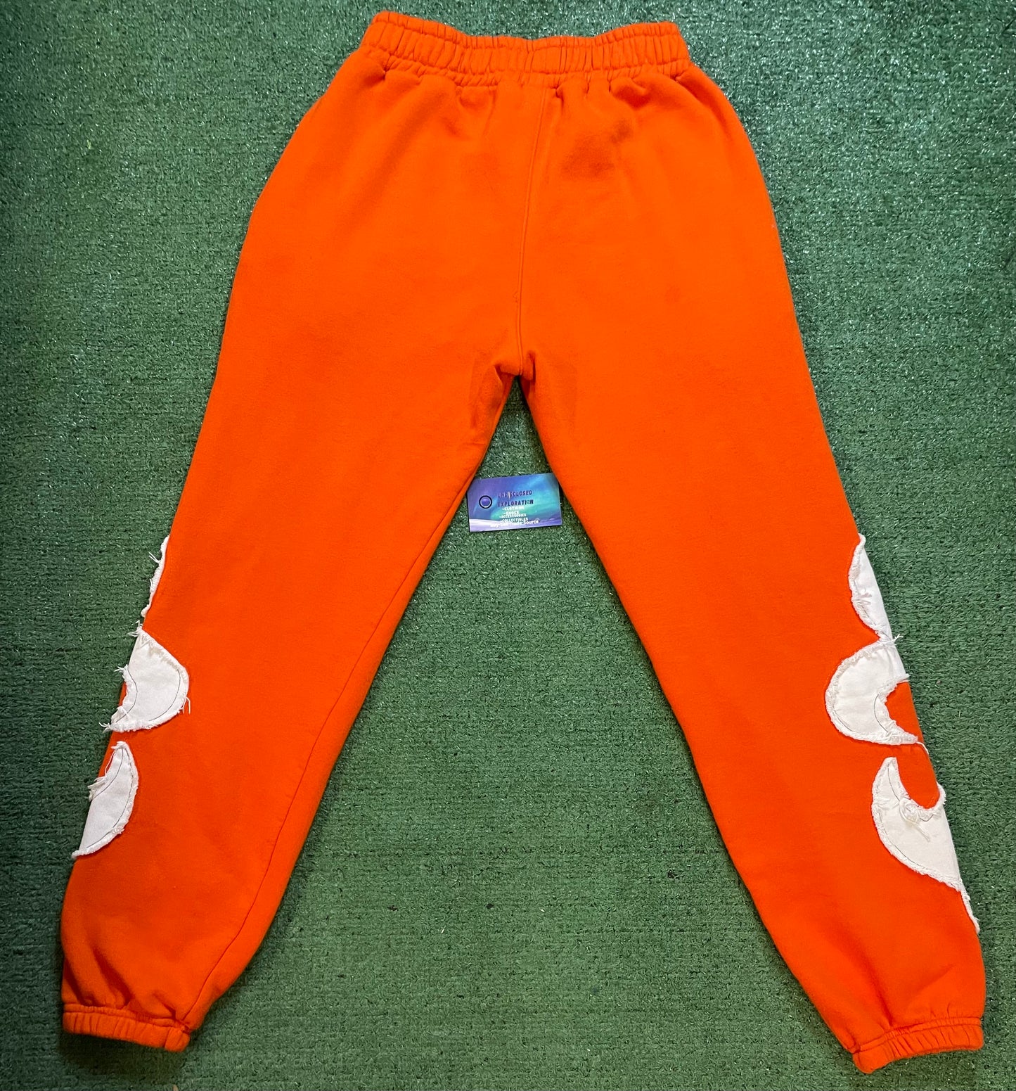 Orange embroidered sweatpants