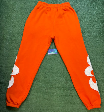 Orange embroidered sweatpants