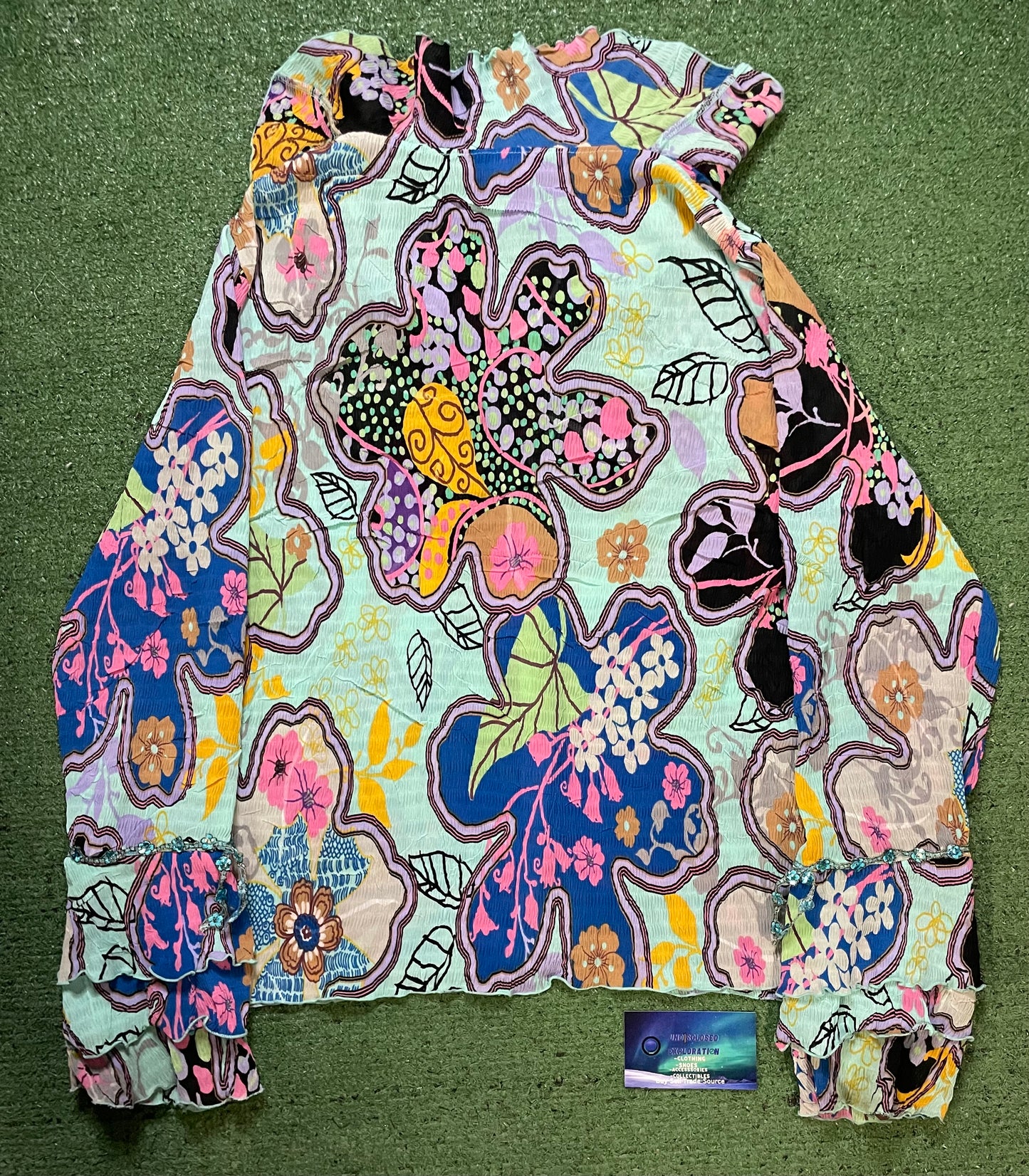 Alberto Makali multi color crinkly ruffled blouse