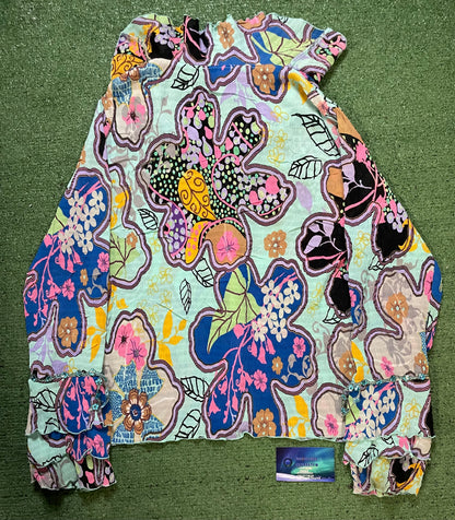Alberto Makali multi color crinkly ruffled blouse