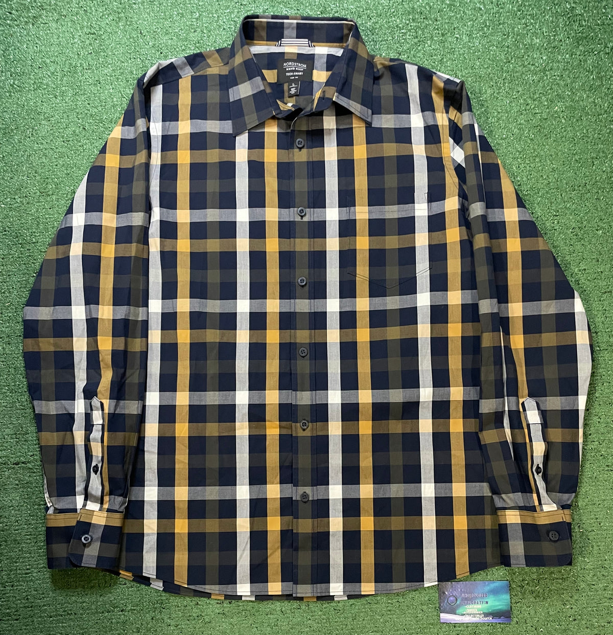 Nordstrom navy striped flannel
