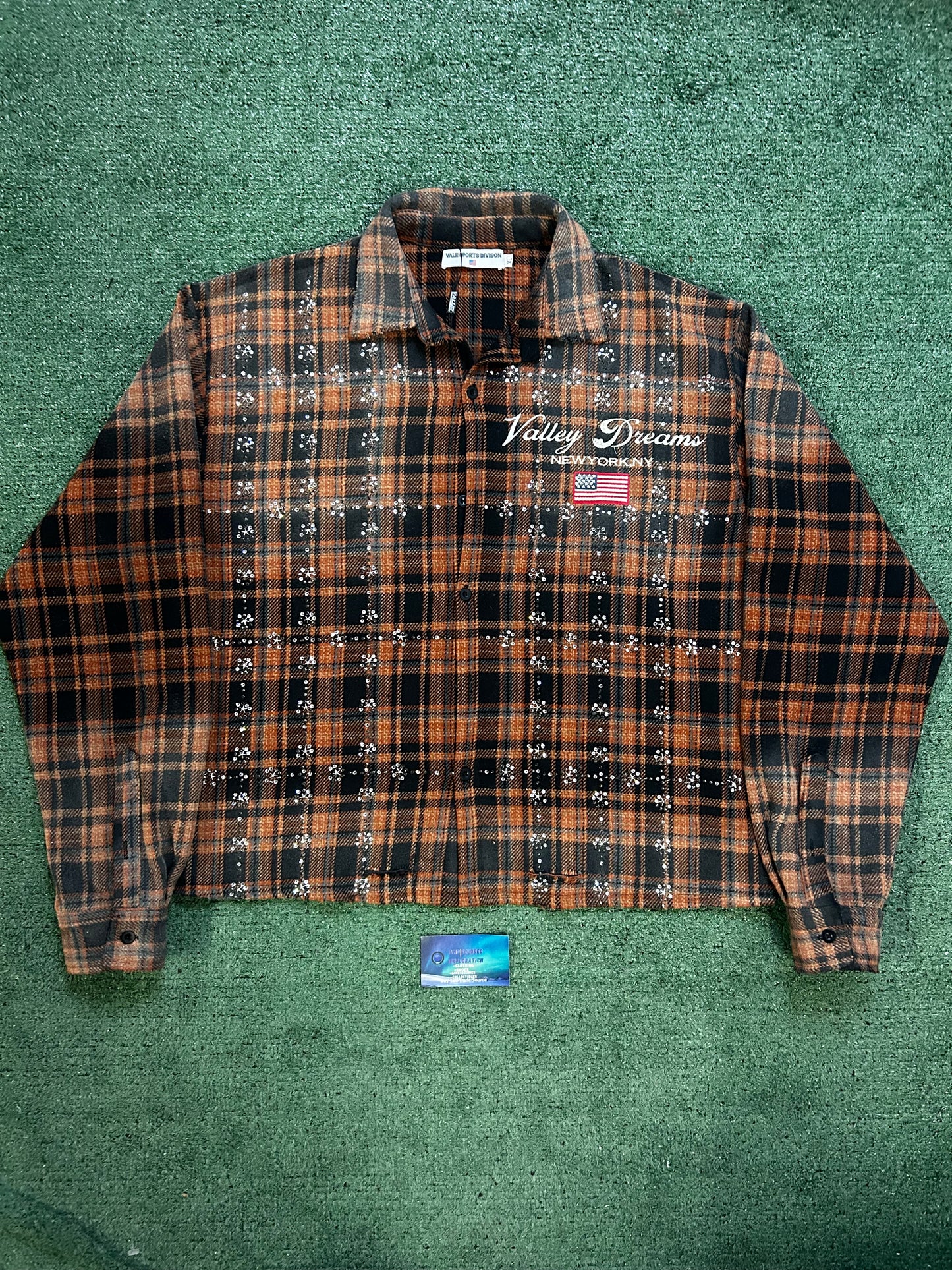 Vale Valley dreams pumpkin rhinestone flannel