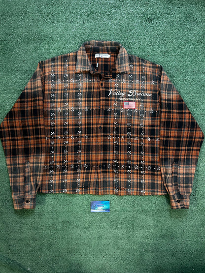 Vale Valley dreams pumpkin rhinestone flannel