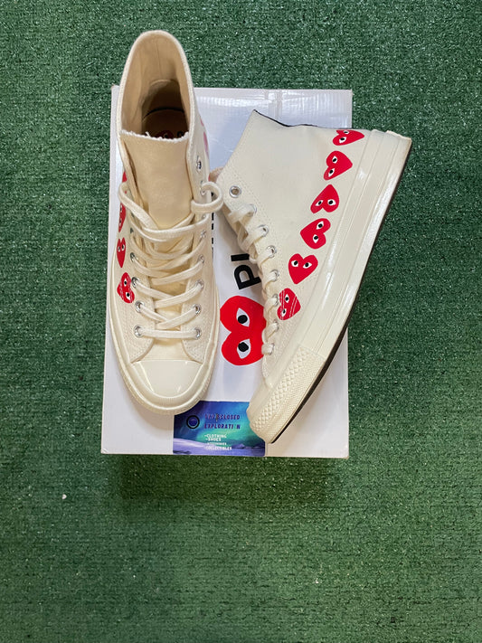 CDG X converse multi heart high top size 8.5men/10women