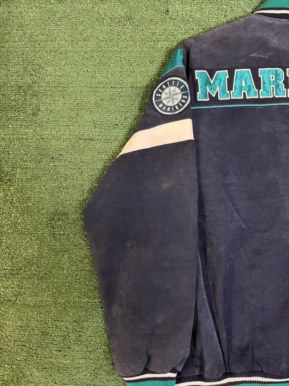 Vintage 1990s Seattle mariners leather and suede jacket