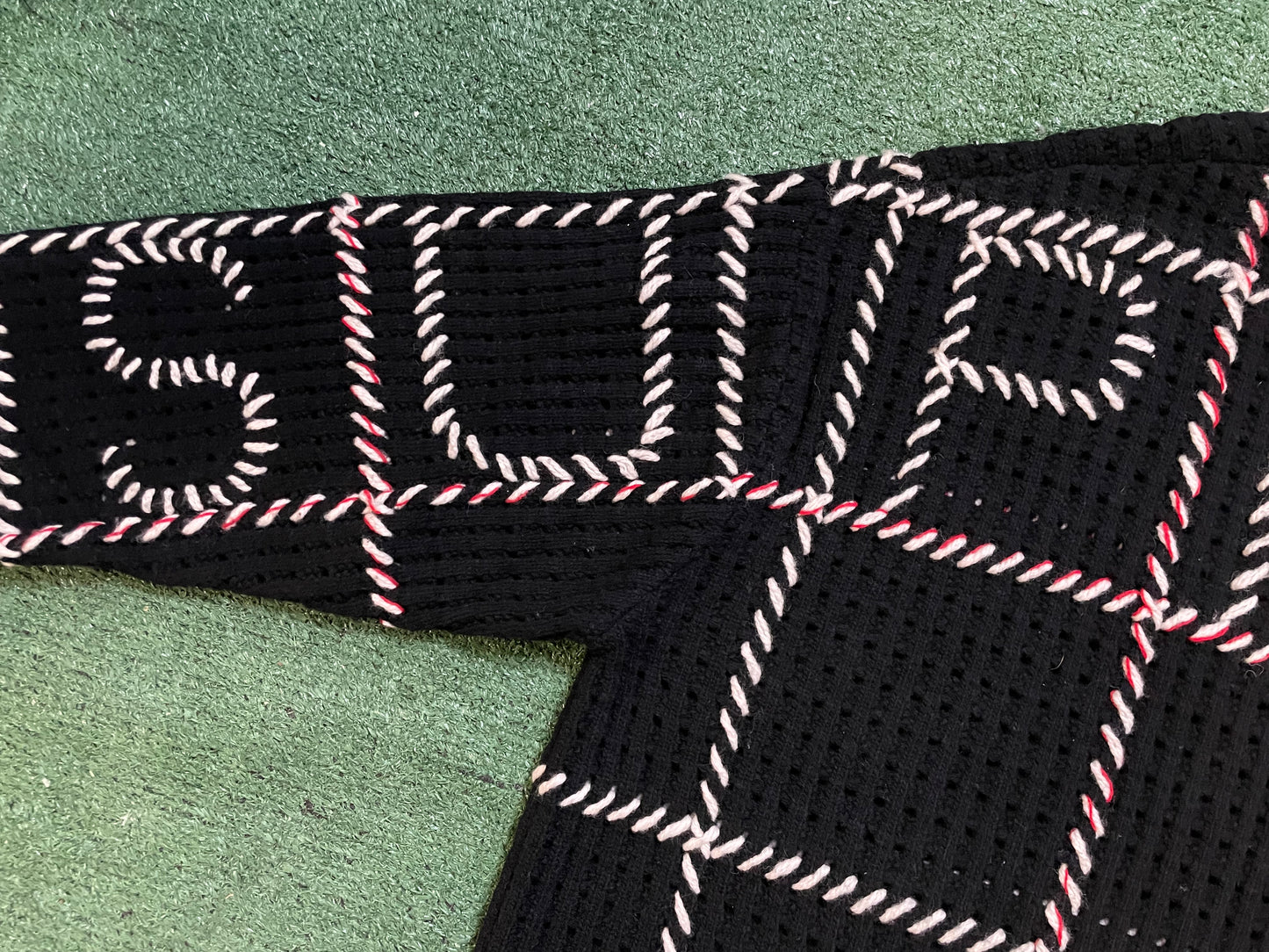 Supreme quilt stitch black sweater