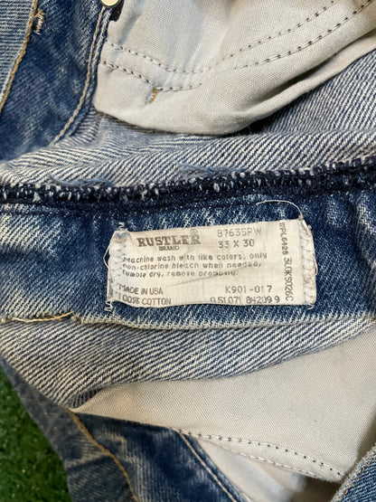 Vintage 1980s Rustler legendary gold blue jean shorts
