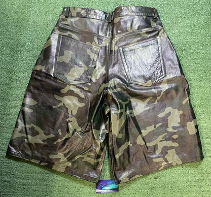 GV Gallery raspberry hills camo leather shorts